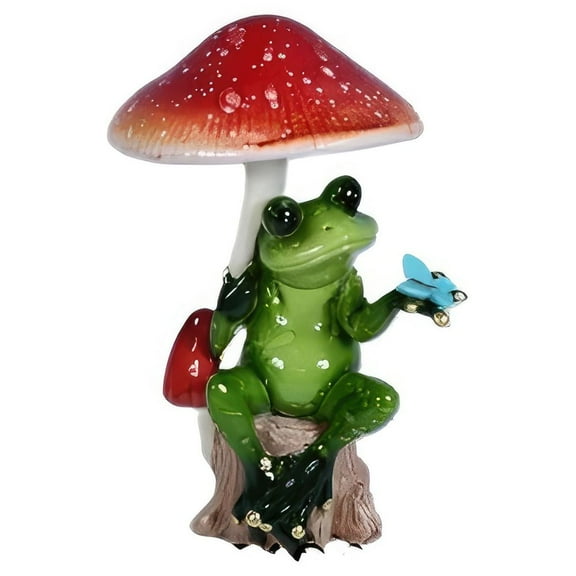 FC Design 5"H Frog under Mushroom with Butterfly Figurine Statue Sculpture Ornament Decoration Home/Room Decor and Unique Gift Ideas for Housewarming, Holidays and Birthdays