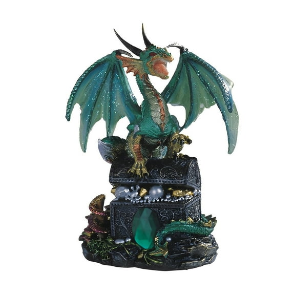 FC Design 5"H Green Dragon Guarding Treasure Figurine Statue Sculpture Ornament Decoration Home/Room Decor and Unique Gift Ideas for Housewarming, Holidays and Birthdays