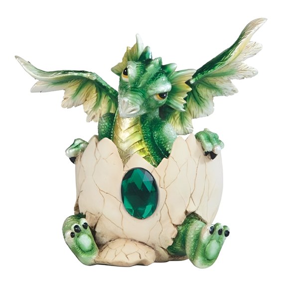 FC Design 5"H May Birthstone Green Dragon Baby Hatchling in Egg Figurine Statue Sculpture Ornament Decoration Home/Room Decor and Unique Gift Ideas for Housewarming, Holidays and Birthdays