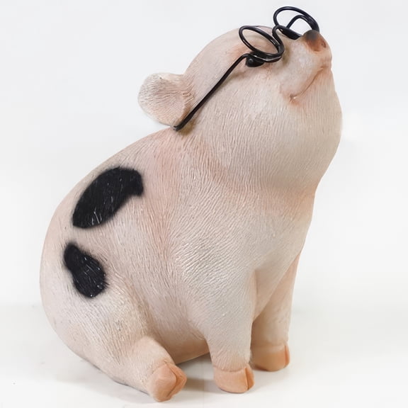 FC Design 5"H Pig with Glasses Figurine Statue Sculpture Ornament Decoration Home/Room Decor and Unique Gift Ideas for Housewarming, Holidays and Birthdays