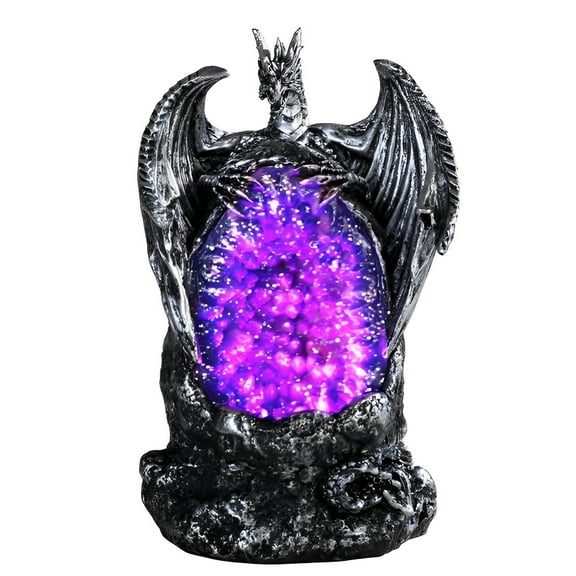 FC Design 5"H Silver Dragon with LED Purple Faux Crystal Stone Figurine Statue Sculpture Ornament Decoration Home/Room Decor and Unique Gift Ideas for Housewarming, Holidays and Birthdays