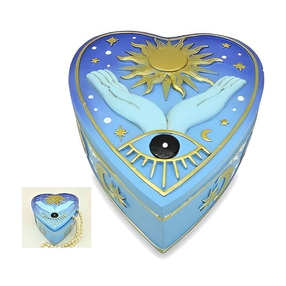 FC Design 5"W Blue Celestial Heart Trinket Box Statue Sculpture Ornament Decoration Home/Room Decor and Unique Gift Ideas for Housewarming, Holidays and Birthdays