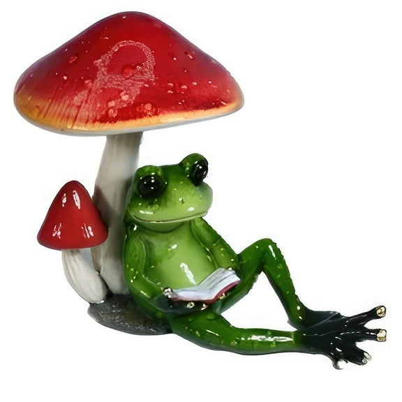 FC Design 5"W Frog Reading under Mushroom Figurine Statue Sculpture Ornament Decoration Home/Room Decor and Unique Gift Ideas for Housewarming, Holidays and Birthdays