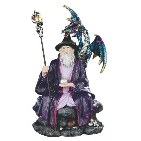 FC Design 6.25"H Wizard Sitting with Dragon on his Shoulder Figurine Statue Sculpture Ornament Decoration Home/Room Decor and Unique Gift Ideas for Housewarming, Holidays and Birthdays