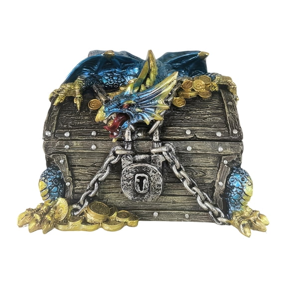 FC Design 6.25"W Blue Dragon Guarding Trinket Box Statue Sculpture Ornament Decoration Home/Room Decor and Unique Gift Ideas for Housewarming, Holidays and Birthdays