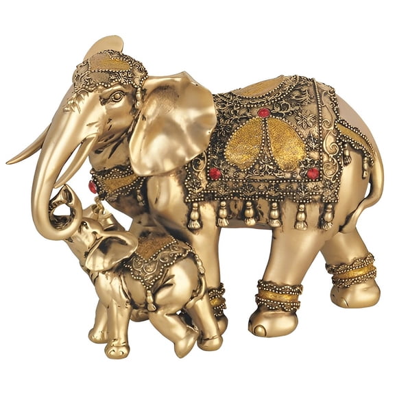 FC Design 6.5"H Brass Color Thai Elephant with Calf Figurine Statue Sculpture Ornament Decoration Home/Room Decor and Unique Gift Ideas for Housewarming, Holidays and Birthdays