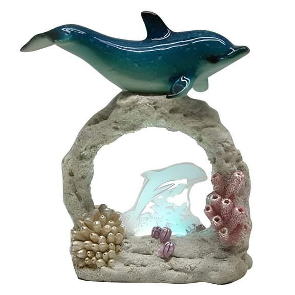 FC Design 6.5"H LED Dolphin on Coral Figurine Statue Sculpture Ornament Decoration Home/Room Decor and Unique Gift Ideas for Housewarming, Holidays and Birthdays