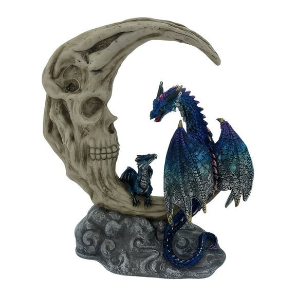 FC Design 6.75"H Blue Dragon on Skeleton Moon Figurine Statue Sculpture Ornament Decoration Home/Room Decor and Unique Gift Ideas for Housewarming, Holidays and Birthdays