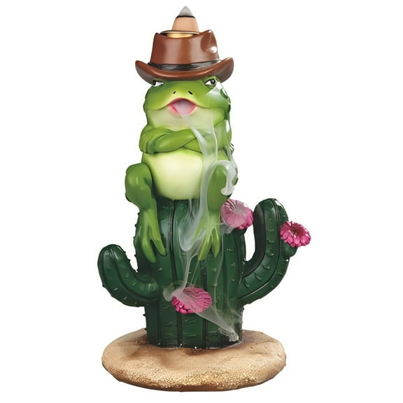 FC Design 6.75"H Frog on Cactus Backflow Figurine Statue Sculpture Ornament Decoration Home/Room Decor and Unique Gift Ideas for Housewarming, Holidays and Birthdays