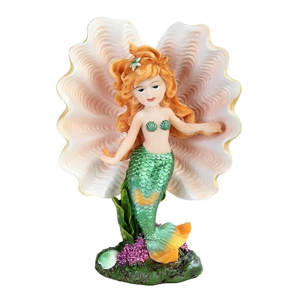 FC Design 6.75"H Green Tailed Youth Mermaid Girl in Ocean Shell Mergirl Figurine Statue Sculpture Ornament Decoration Home/Room Decor and Unique Gift Ideas for Housewarming, Holidays and Birthdays