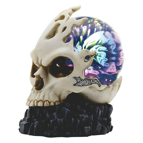 FC Design 6.75"H Skull with LED Light Glass Globe Figurine Statue Sculpture Ornament Decoration Home/Room Decor and Unique Gift Ideas for Housewarming, Holidays and Birthdays