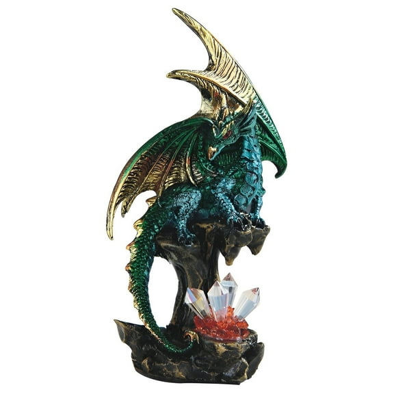 FC Design 6"H Green Dragon Guarding Faux Crystal Gemstone Figurine Statue Sculpture Ornament Decoration Home/Room Decor and Unique Gift Ideas for Housewarming, Holidays and Birthdays