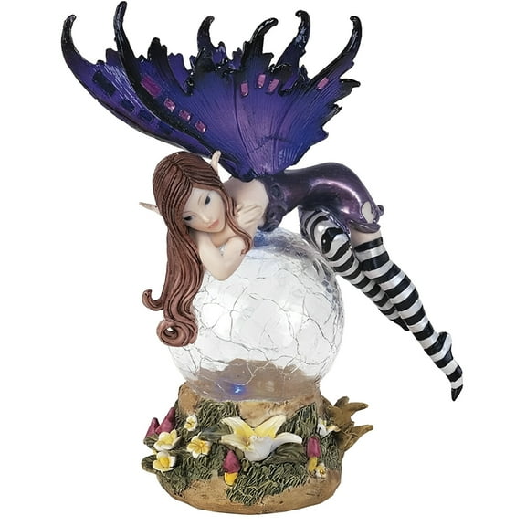 FC Design 6"H LED Light Purple Fairy with Clear Wings Figurine Statue Sculpture Ornament Decoration Home/Room Decor and Unique Gift Ideas for Housewarming, Holidays and Birthdays