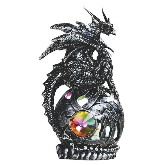 FC Design 6"H Medieval Silver Dragon On Light Up LED Orb Figurines Statue Sculpture Ornament Decoration Home/Room Decor and Unique Gift Ideas for Housewarming, Holidays and Birthdays