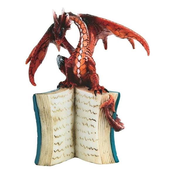 FC Design 6"H Red/Orange Volcano Dragon Standing on an Open Books Figurine Statue Sculpture Ornament Decoration Home/Room Decor and Unique Gift Ideas for Housewarming, Holidays and Birthdays
