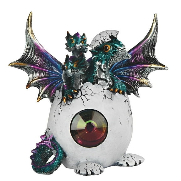 FC Design 6"H Three Headed Blue Purple Dragon Baby in Egg Figurine Statue Sculpture Ornament Decoration Home/Room Decor and Unique Gift Ideas for Housewarming, Holidays and Birthdays
