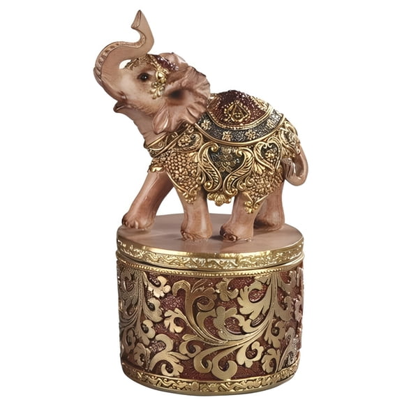 FC Design 7.25"H Thai Elephant Trinket Box in Brown Statue Sculpture Ornament Decoration Home/Room Decor and Unique Gift Ideas for Housewarming, Holidays and Birthdays