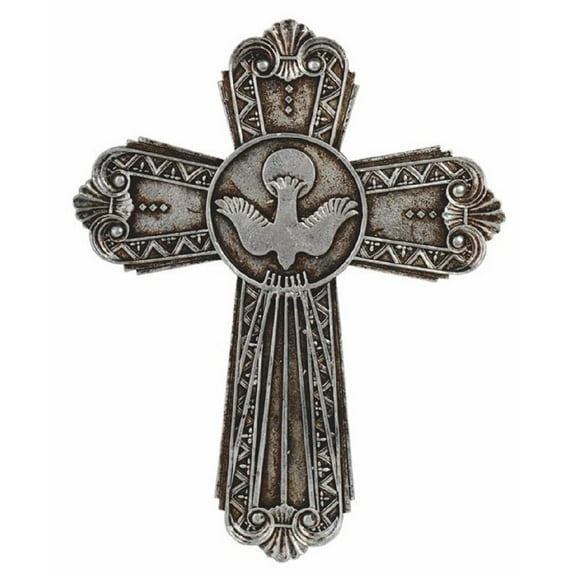 FC Design 7.5"H Decorative Cross in Silver Religious Statue Wall Decoration Holy Figurine