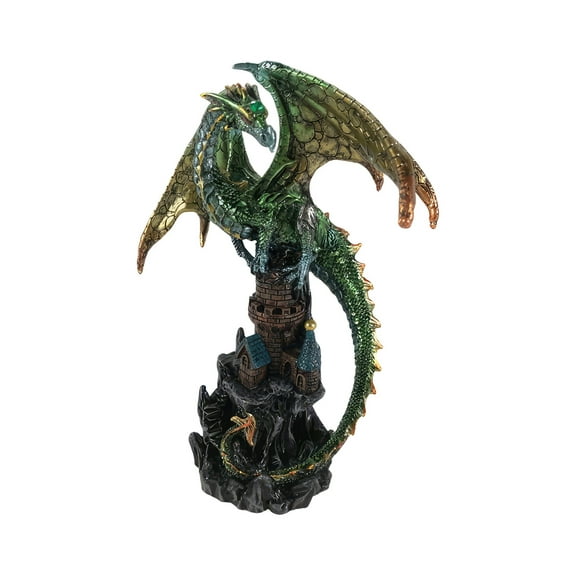 FC Design 7.5"H Green Dragon on Castle Figurine Statue Sculpture Ornament Decoration Home/Room Decor and Unique Gift Ideas for Housewarming, Holidays and Birthdays