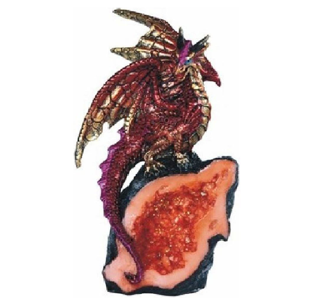 FC Design 7.5"H Red Volcano Dragon Guarding Crystal Cave Statue Fantasy ...