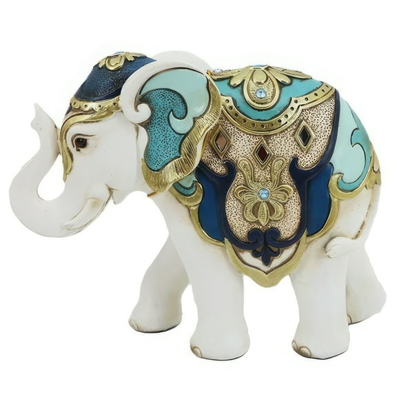 FC Design 7.75"W White and Blue Thai Elephant Figurine Statue Sculpture Ornament Decoration Home/Room Decor and Unique Gift Ideas for Housewarming, Holidays and Birthdays
