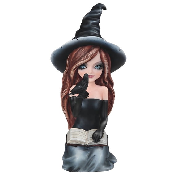 FC Design 7"H Black Witch Girl with Crow and Book Figurine Statue Sculpture Ornament Decoration Home/Room Decor and Unique Gift Ideas for Housewarming, Holidays and Birthdays