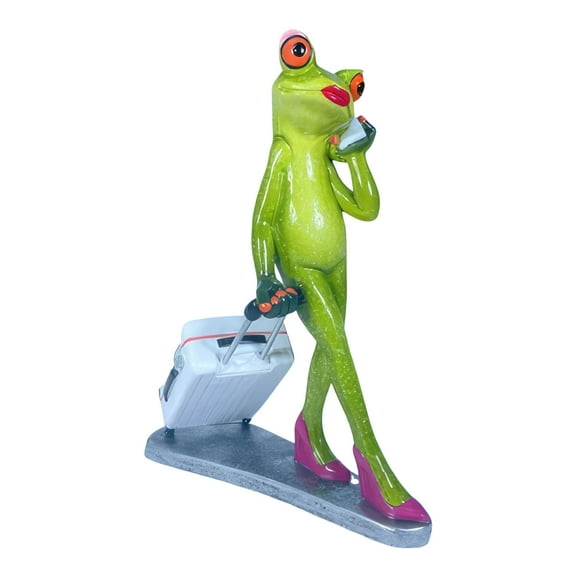 FC Design 7"H Frog Lady Pulling Suitcase Figurine Statue Sculpture Ornament Decoration Home/Room Decor and Unique Gift Ideas for Housewarming, Holidays and Birthdays