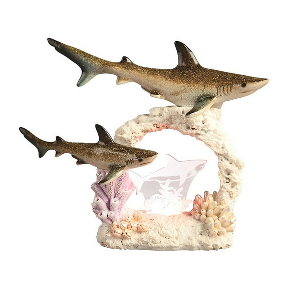 FC Design 7"H LED Shark with Baby Figurine Statue Sculpture Ornament Decoration Home/Room Decor and Unique Gift Ideas for Housewarming, Holidays and Birthdays