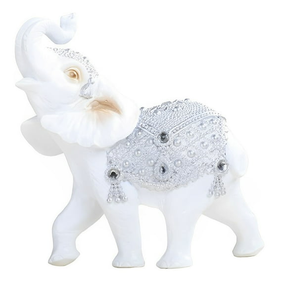 FC Design 7"W Silver and White Thai Elephant with Trunk Up Figurine Statue Sculpture Ornament Decoration Home/Room Decor and Unique Gift Ideas for Housewarming, Holidays and Birthdays