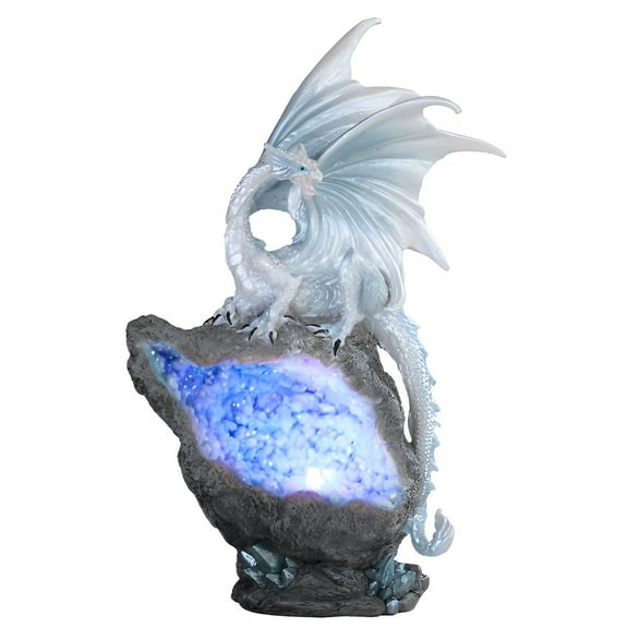 FC Design 8.75"H Silvery Dragon with LED Blue Faux Crystal Stone Figurine Statue Sculpture Ornament Decoration Home/Room Decor and Unique Gift Ideas for Housewarming, Holidays and Birthdays