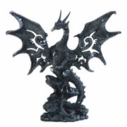 FC Design 8"H Black Dragon Standing on Rock Statue Fantasy Decoration Figurine