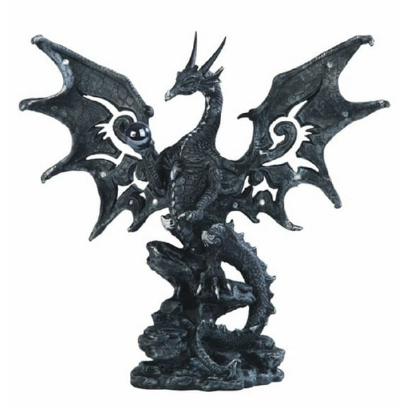 FC Design 8"H Black Dragon Standing on Rock Statue Fantasy Decoration Figurine
