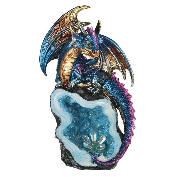 FC Design 8"H Blue Baby Dragon Guarding Blue Faux Crystal Cave Figurine Statue Sculpture Ornament Decoration Home/Room Decor and Unique Gift Ideas for Housewarming, Holidays and Birthdays
