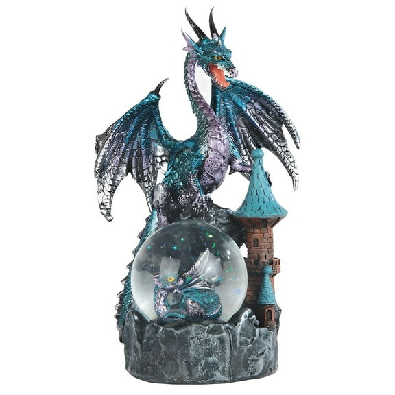 FC Design 8"H Blue and Purple Dragon on Castle with Baby Dragon Snow Globe Statue Sculpture Ornament Decoration Home/Room Decor and Unique Gift Ideas for Housewarming, Holidays and Birthdays