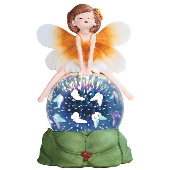 FC Design 8"H LED Orange Fairy Optic Globe Figurine Statue Sculpture Ornament Decoration Home/Room Decor and Unique Gift Ideas for Housewarming, Holidays and Birthdays