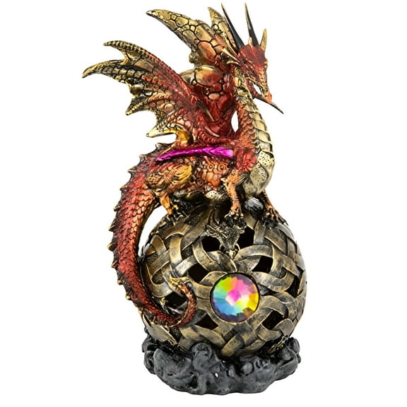 FC Design 8"H Red Dragon On Light Up LED Orb Figurines Statue Sculpture Ornament Decoration Home/Room Decor and Unique Gift Ideas for Housewarming, Holidays and Birthdays