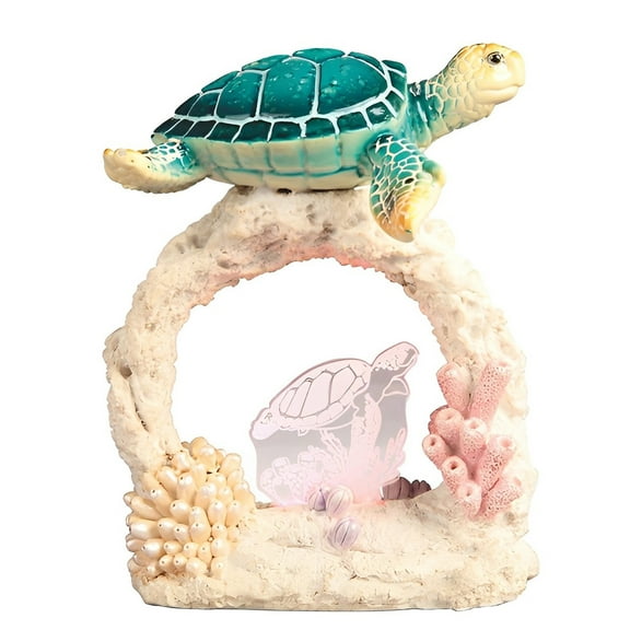 FC Design 9.25"H LED Blue Sea Turtle with Conch Figurine Statue Sculpture Ornament Decoration Home/Room Decor and Unique Gift Ideas for Housewarming, Holidays and Birthdays