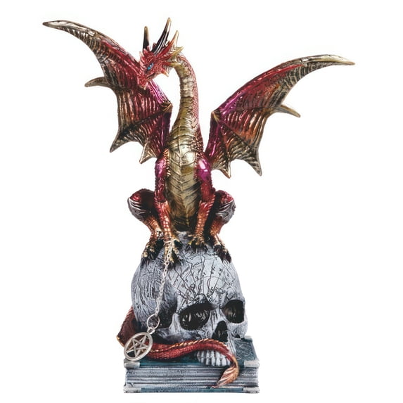 FC Design 9.25"H Red Dragon on Skull and Book Figurine Statue Sculpture Ornament Decoration Home/Room Decor and Unique Gift Ideas for Housewarming, Holidays and Birthdays