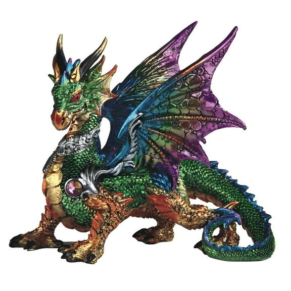 FC Design 9.5"W Green Dragon with Purple/Blue Wings Figurine Statue Sculpture Ornament Decoration Home/Room Decor and Unique Gift Ideas for Housewarming, Holidays and Birthdays