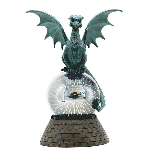 FC Design 9.75"H LED Teal Dragon on Glass Globe Figurine Statue Sculpture Ornament Decoration Home/Room Decor and Unique Gift Ideas for Housewarming, Holidays and Birthdays