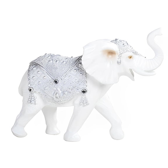 FC Design 9.75"W Silver and White Thai Elephant with Trunk Up Figurine Statue Sculpture Ornament Decoration Home/Room Decor and Unique Gift Ideas for Housewarming, Holidays and Birthdays