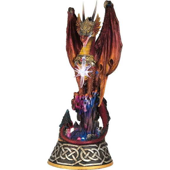 FC Design 9"H LED Red Dragon Sitting on Tree Figurine Statue Sculpture Ornament Decoration Home/Room Decor and Unique Gift Ideas for Housewarming, Holidays and Birthdays