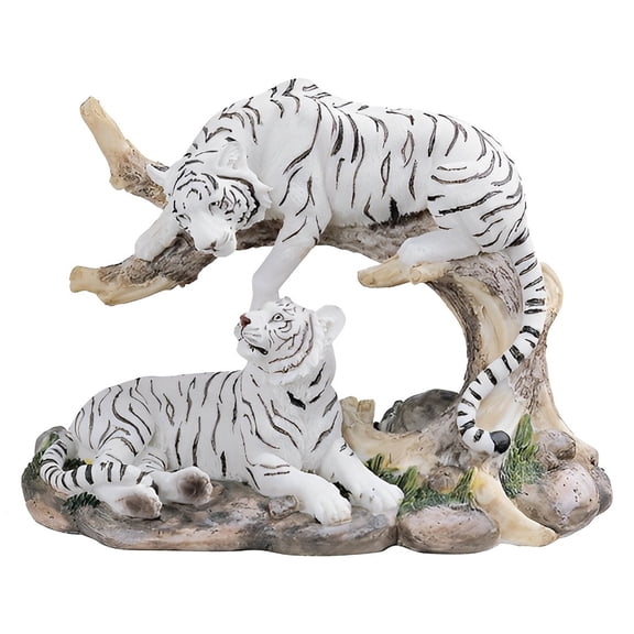 FC Design 9"W White Tiger Couple Figurine Statue Sculpture Ornament Decoration Home/Room Decor and Unique Gift Ideas for Housewarming, Holidays and Birthdays