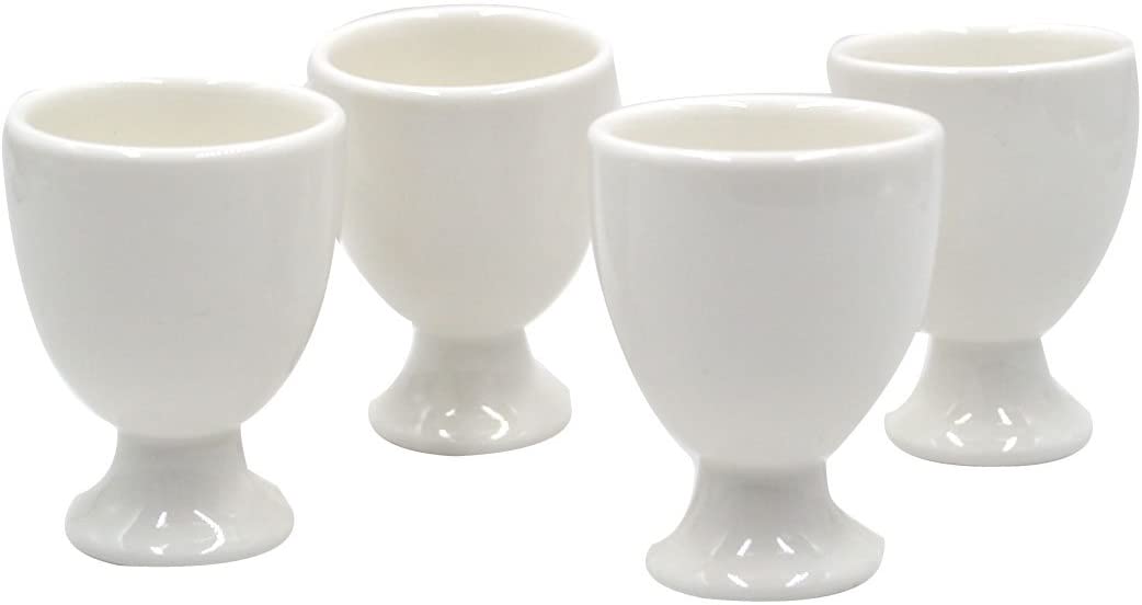 FCEgg Cups, Set of 4 White Porcelain Egg Cup Serving Boiled Egg