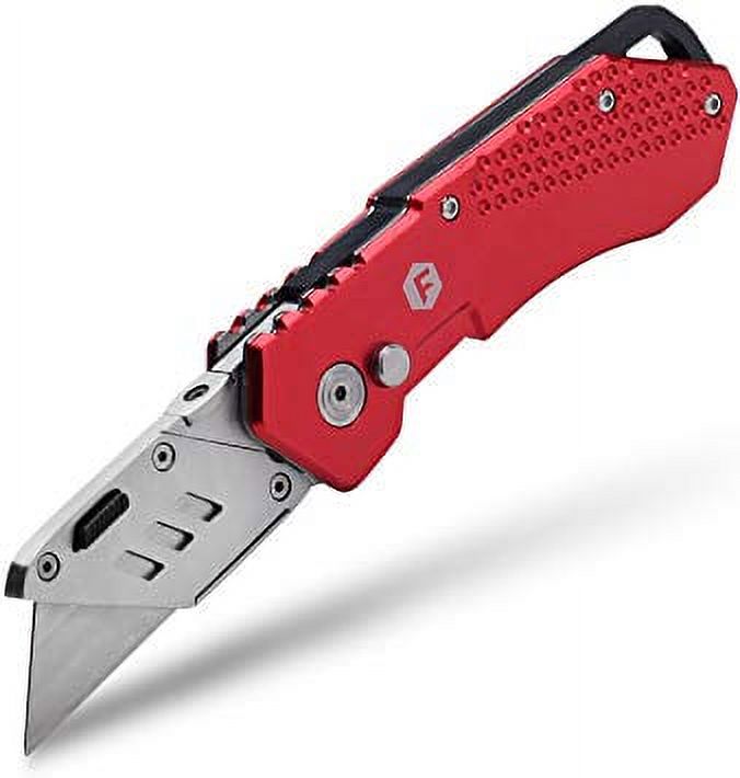 FC Folding Pocket Utility Knife - Heavy Duty Box Cutter with Holster, Quick Change Blades, Lock-Back Design, and Lightweight Aluminum Body - image 1 of 7