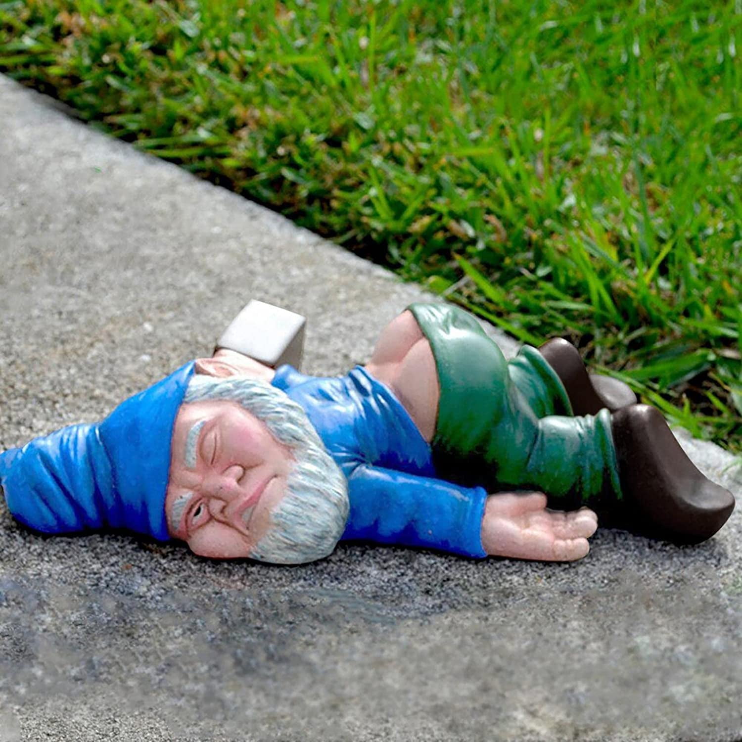 FCFunny Drunk Garden Gnomes Statues Lying Down, Naughty Drunken Gnome