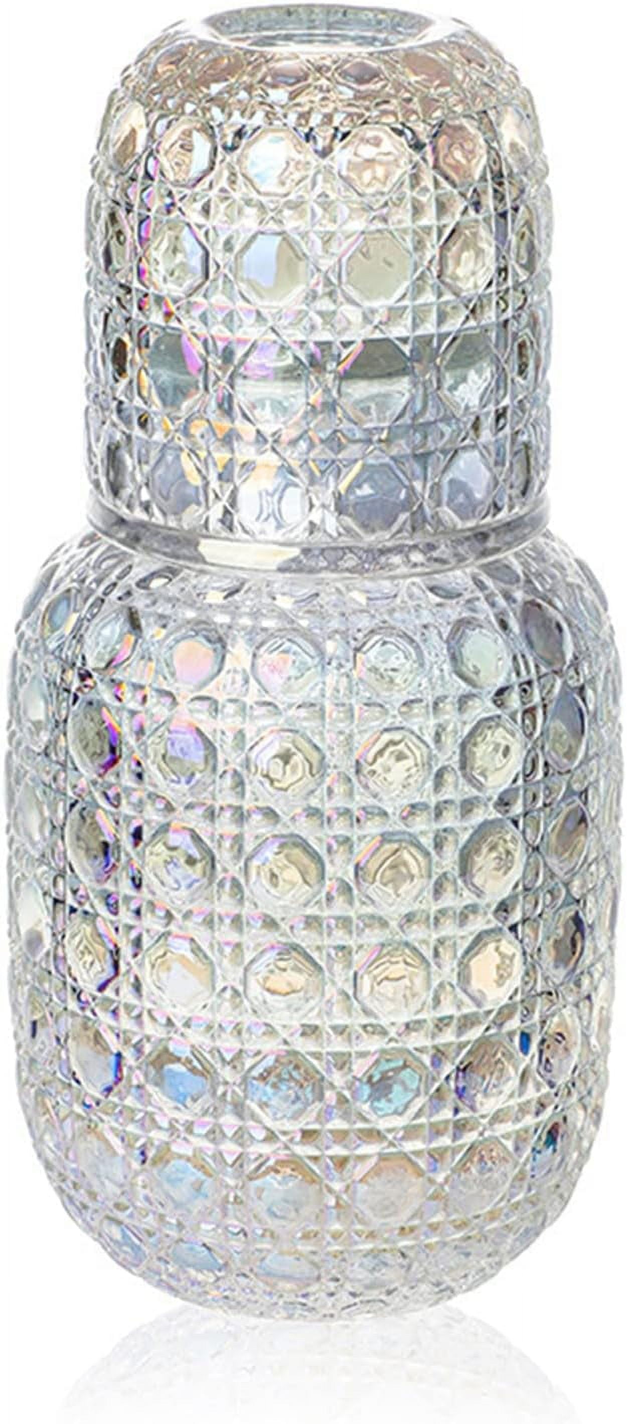 FCGlass Bedside Night Water Carafe with Tumbler Glass, 15 Oz Water