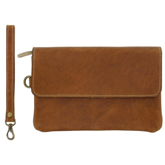 FC Goods Leather Wallet Clutch with Wristlet - 5.3 x 8in Magnetic Women Purse
