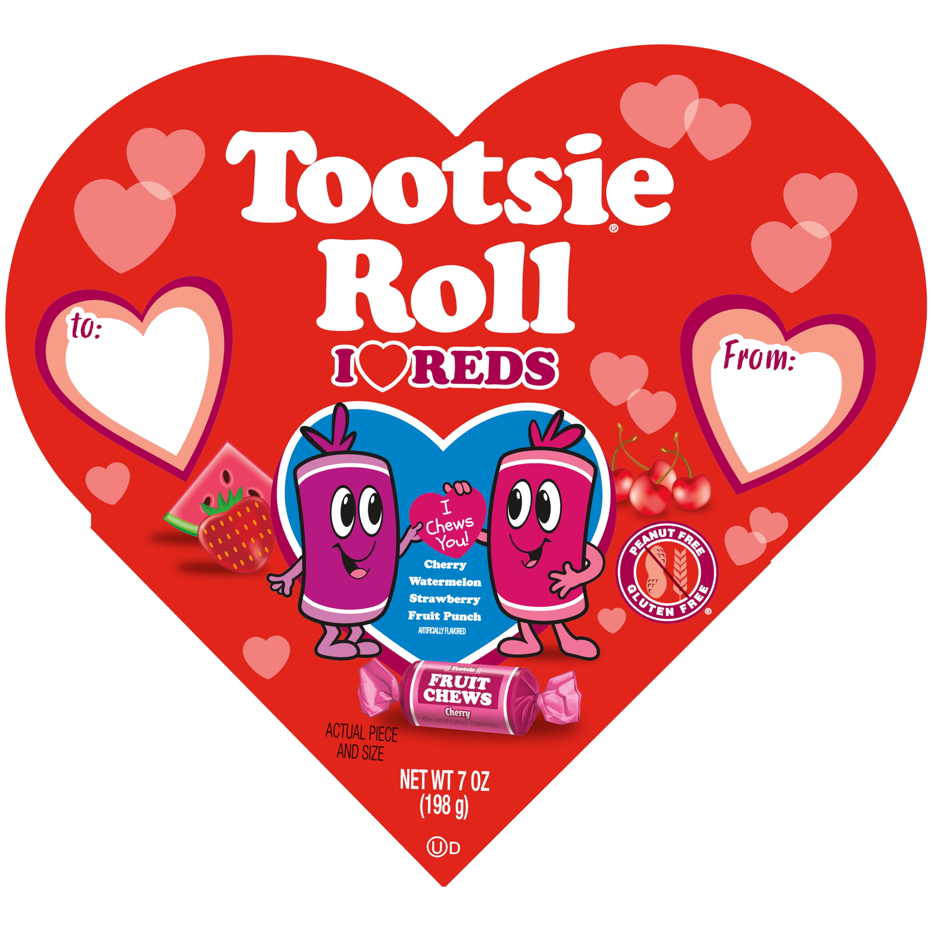 Tootsie Fruit Chews, I Heart Red, Heart Shaped Box, 7 oz. Peanut