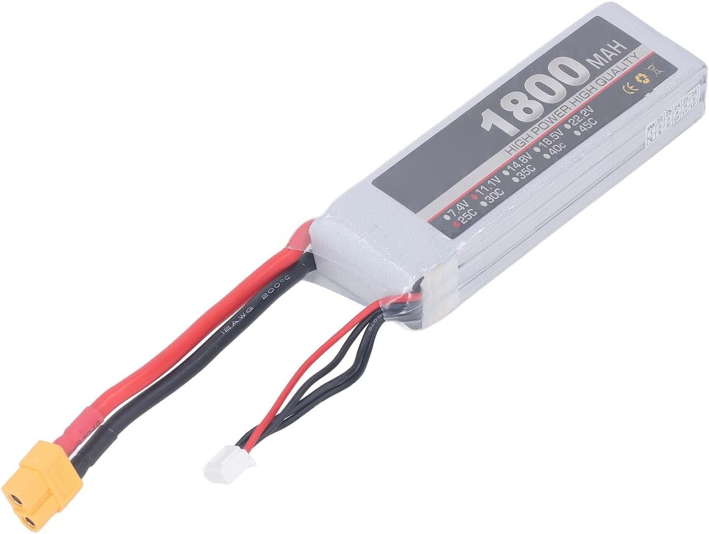FCLiPo Battery, 1800mAh 11.1V 3S 25C RC Aircraft LiPo Battery Safety